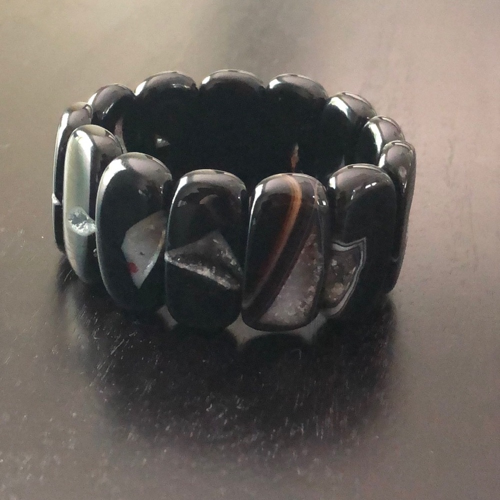 Agate Geode Bangle Stretch Bracelet - image 1